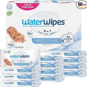 WaterWipes Original Baby Wipes – 99.9% Water, Unscented (12‑pack of 60)
